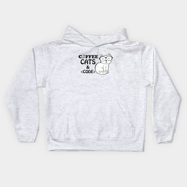 Coffee cats and code Kids Hoodie by Dog Lovers Store